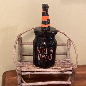 New RAE DUNN WITCH AND FAMOUS Witch Legs Lid Canister with Witch Legs Lid